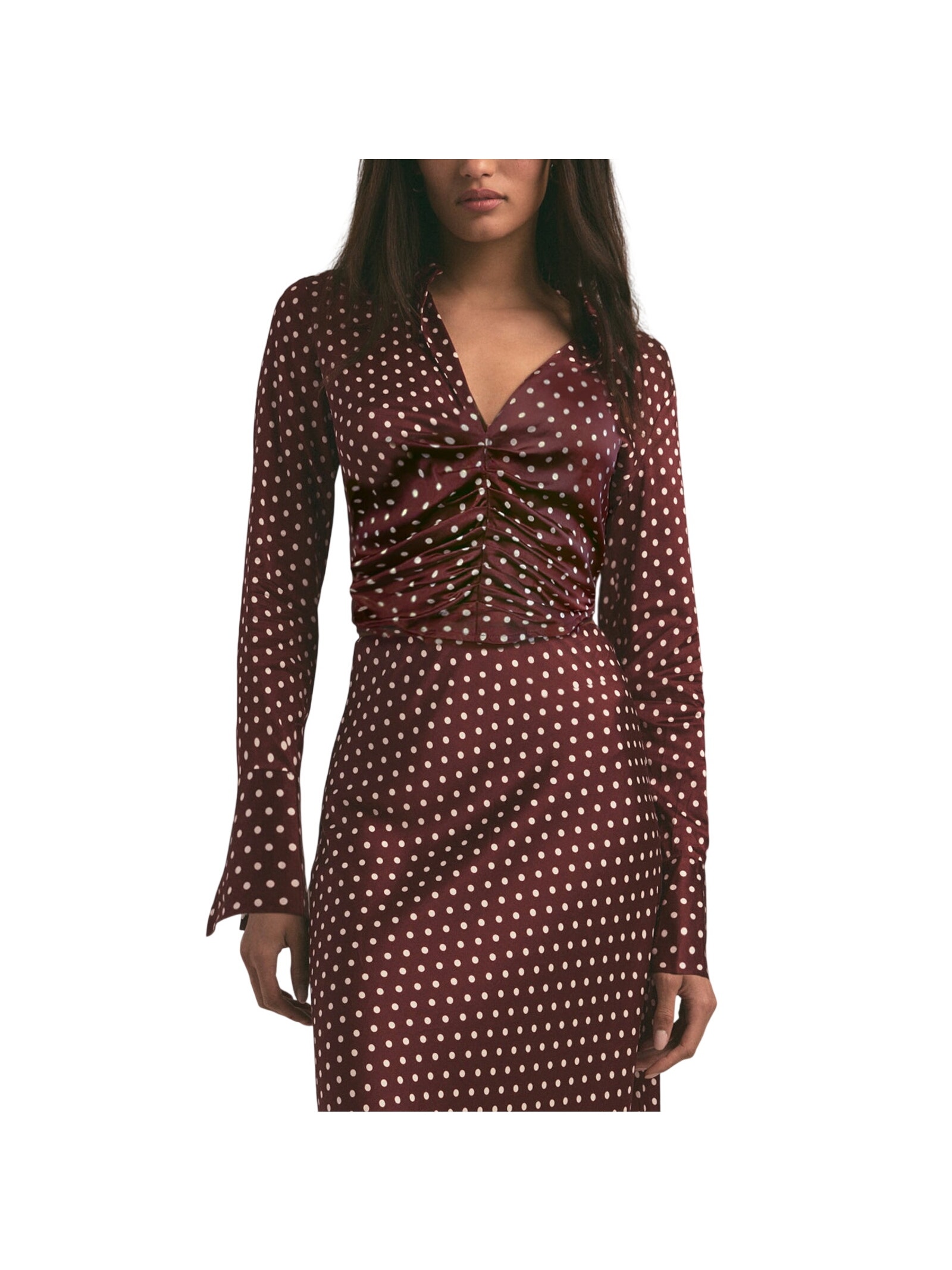 Favorite Daughter Polka Dot Burgundy Ruby Blouse Size M